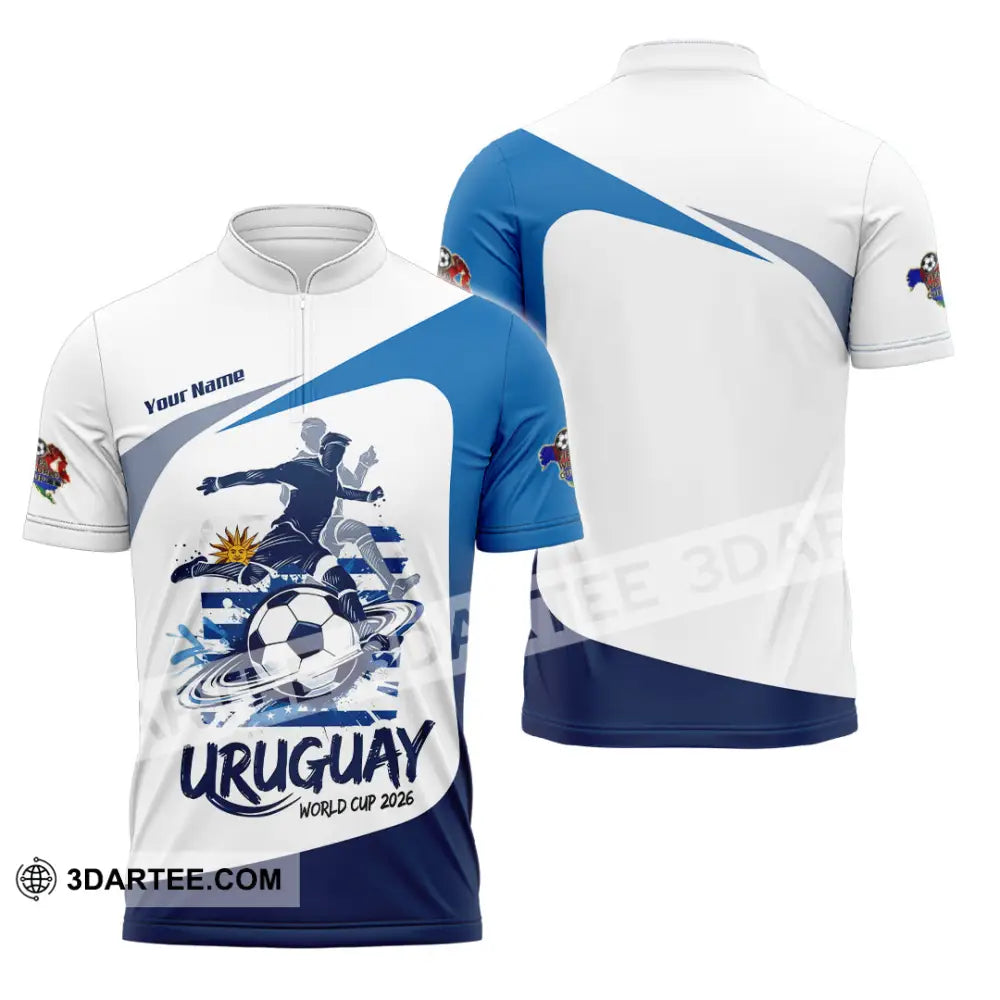 Unisex Shirt - Custom Uruguay Fifa World Cup 2026 3D Shirt - Zipper Polo Shirt / S - T-shirt