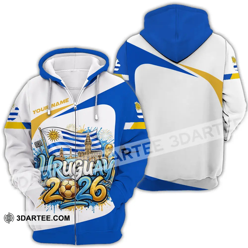 Unisex Shirt - Custom Uruguay World Cup 2026 3D Shirt Zipper Hoodie / S T-shirt