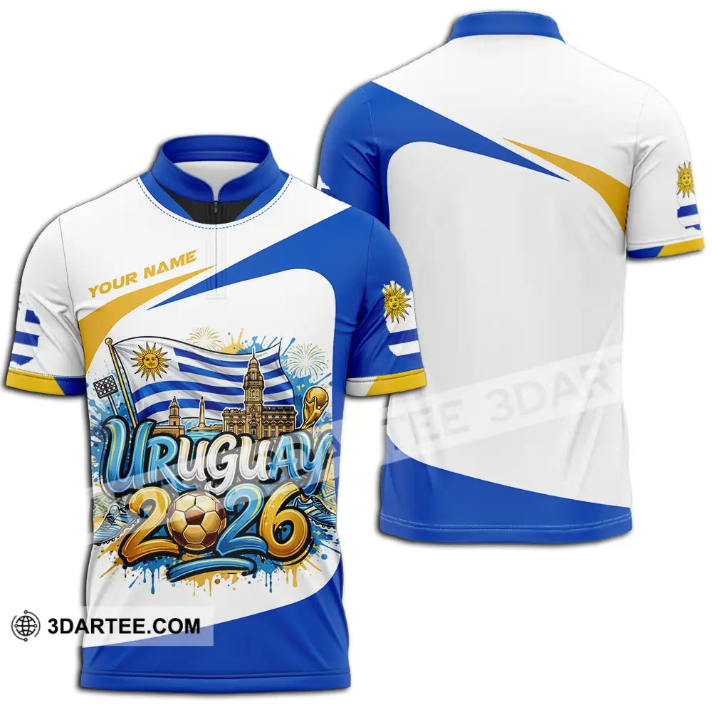 Unisex Shirt - Custom Uruguay World Cup 2026 3D Shirt Zipper Polo Shirt / S T-shirt