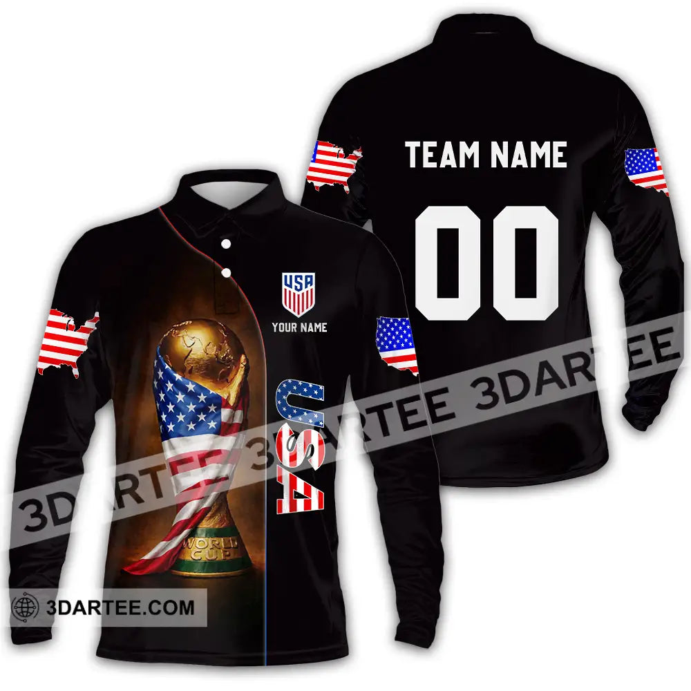 Unisex Shirt - Custom USA 3D Shirt Long Sleeve Polo / S T-shirt