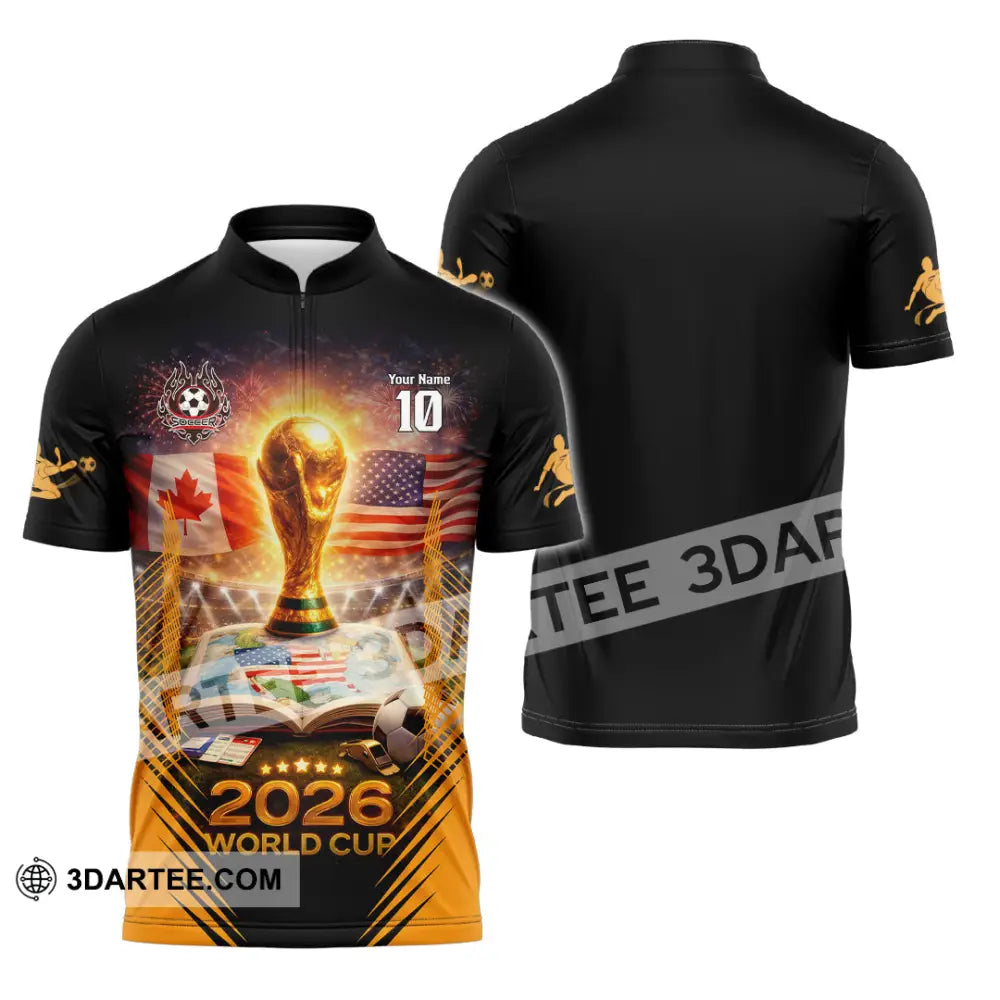 Unisex Shirt - Custom USA Canada World Cup 2026 3D Shirt Zipper Polo Shirt / S T-shirt
