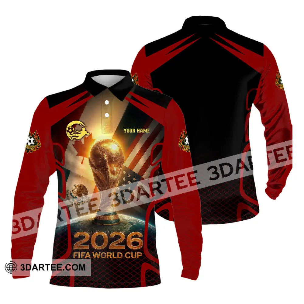 Unisex Shirt - Custom USA Canada World Cup 2026 3D Shirt Long Sleeve Polo / S T-shirt