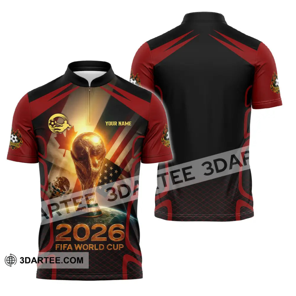 Unisex Shirt - Custom USA Canada World Cup 2026 3D Shirt Zipper Polo Shirt / S T-shirt