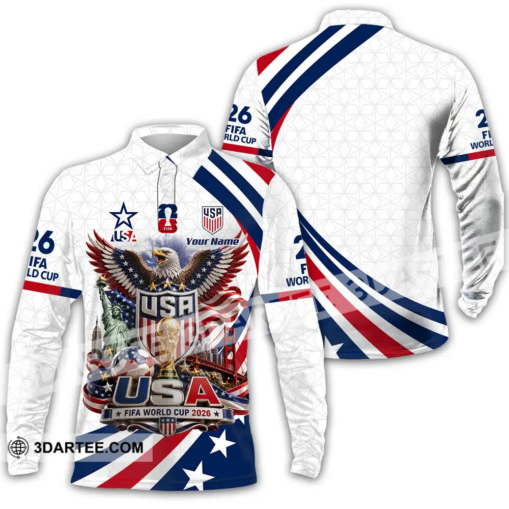 Unisex Shirt - Custom USA World Cup 2026 Shirt - Long Sleeve Polo / S - T-shirt