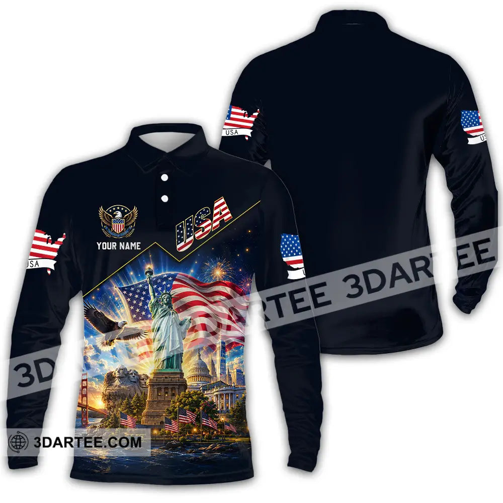 Unisex Shirt - Custom USA Shirt - Long Sleeve Polo / S - T-shirt