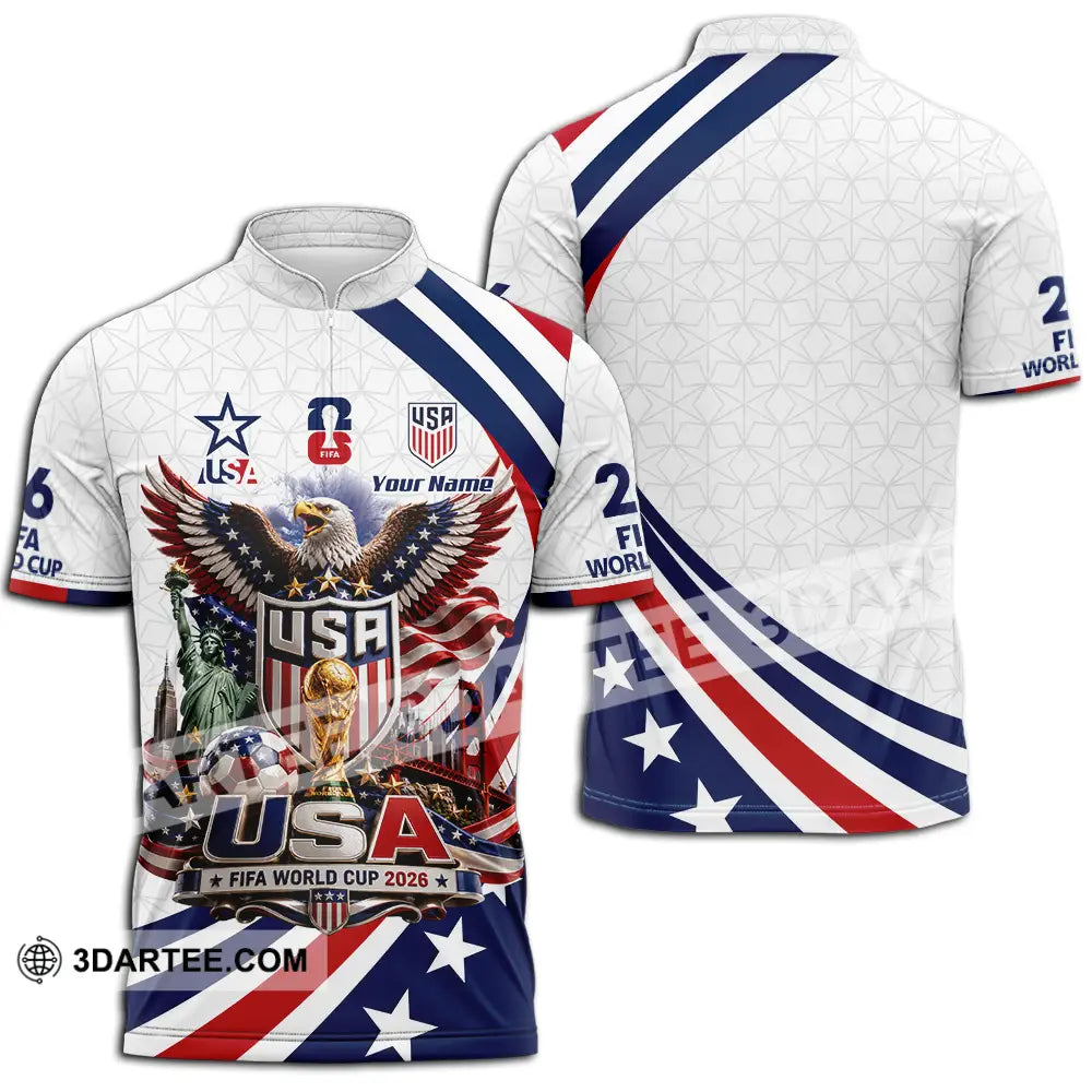 Unisex Shirt - Custom USA World Cup 2026 Shirt - Zipper Polo Shirt / S - T-shirt