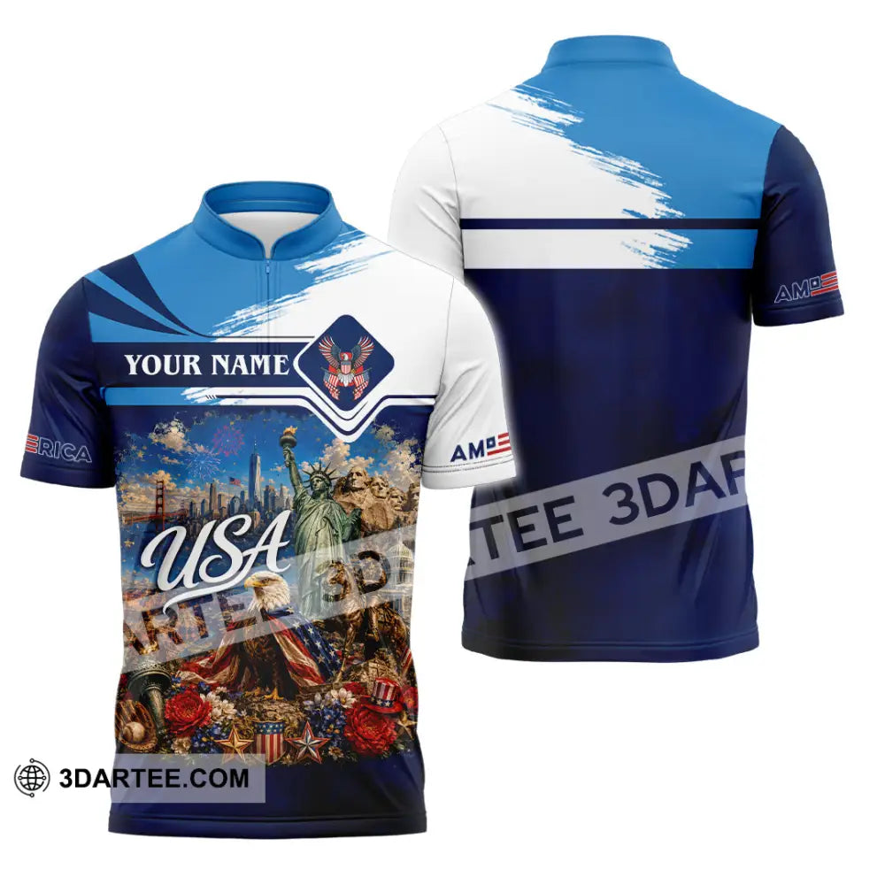 Unisex Shirt - Custom USA Shirt - Zipper Polo Shirt / S - T-shirt
