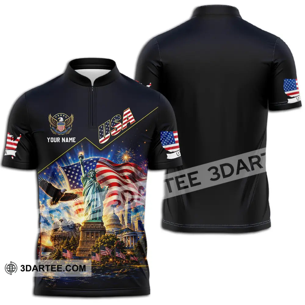 Unisex Shirt - Custom USA Shirt - Zipper Polo Shirt / S - T-shirt