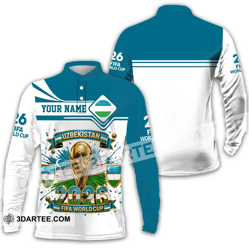 Unisex Shirt - Custom Uzbekistan World Cup 2026 Shirt - Long Sleeve Polo / S - T-shirt