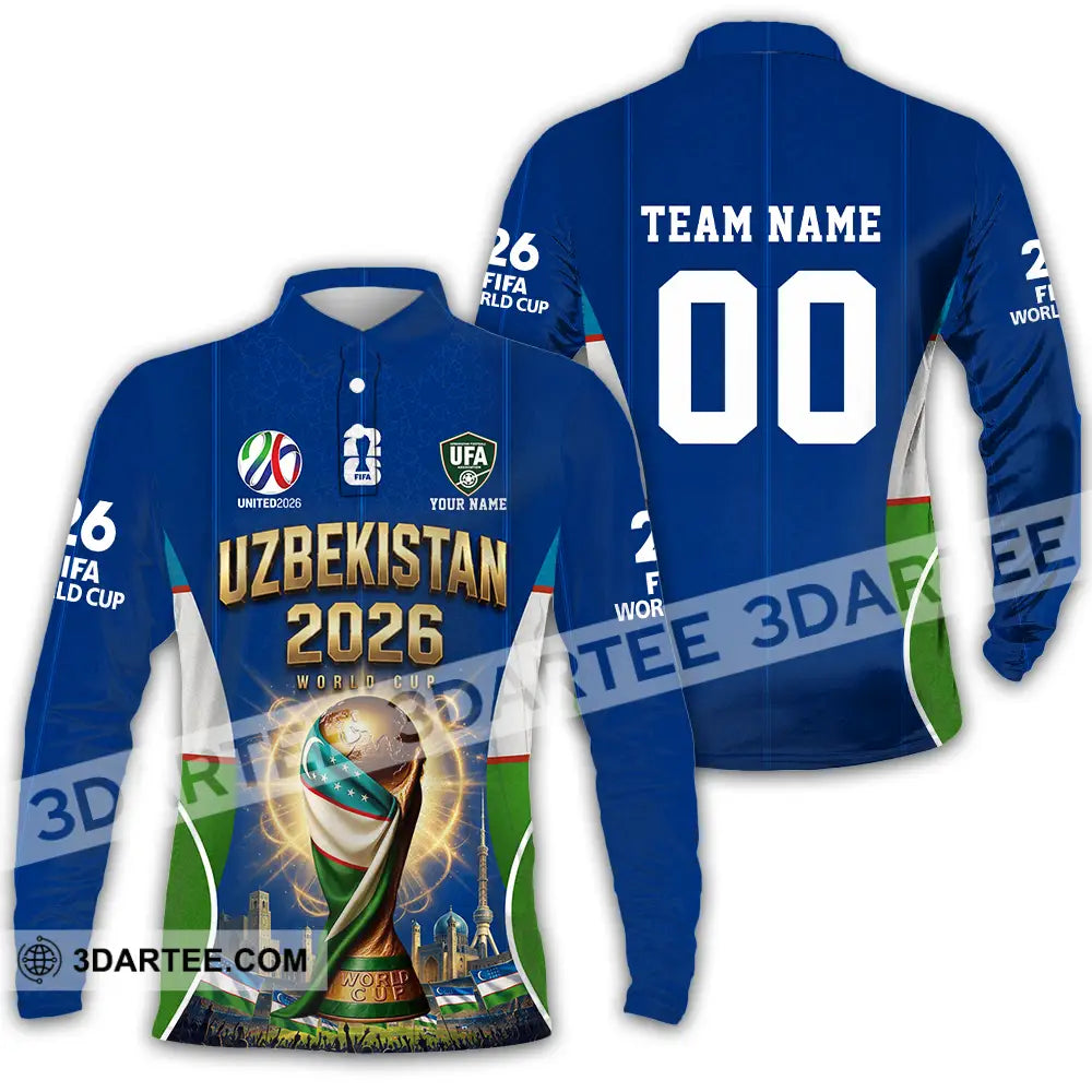 Unisex Shirt - Custom Uzbekistan World Cup 2026 Shirt - Long Sleeve Polo / S - T-shirt