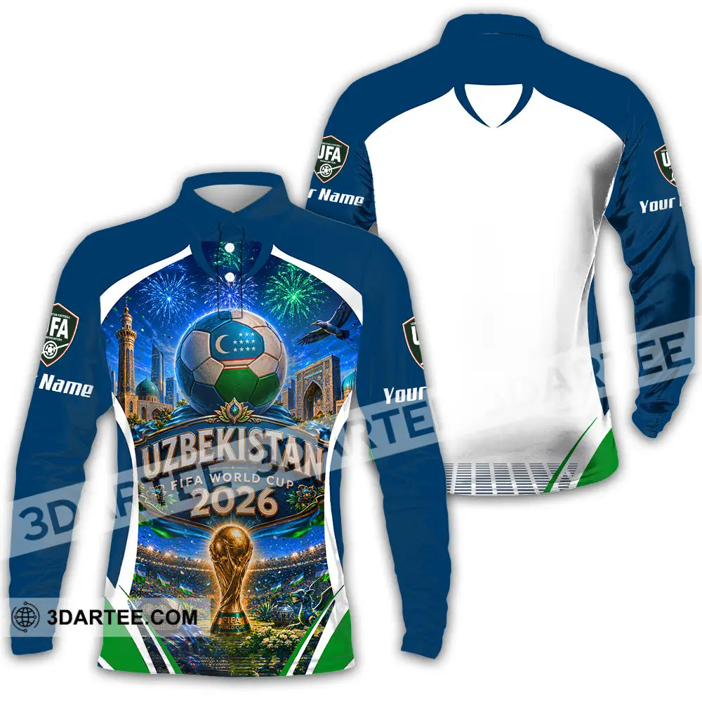 Unisex Shirt - Custom Uzbekistan World Cup 2026 Shirt - Long Sleeve Polo / S - T-shirt