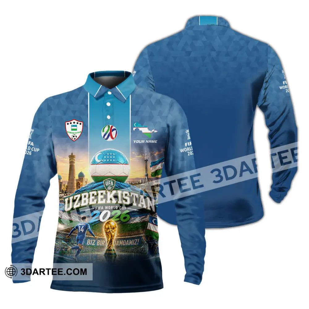 Unisex Shirt - Custom Uzbekistan World Cup 2026 Shirt - Long Sleeve Polo / S - T-shirt