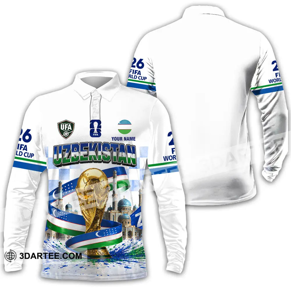 Unisex Shirt - Custom Uzbekistan World Cup 2026 Shirt - Long Sleeve Polo / S - T-shirt