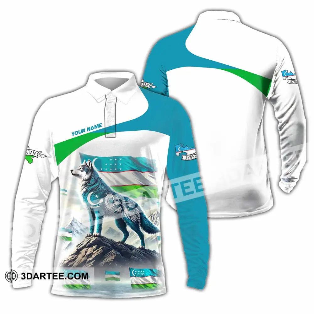 Unisex Shirt - Custom Uzbekistan Shirt - Long Sleeve Polo / S - T-shirt