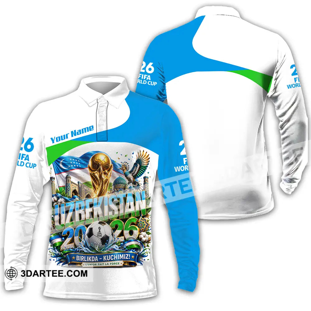 Unisex Shirt - Custom Uzbekistan World Cup 2026 Shirt - Long Sleeve Polo / S - T-shirt