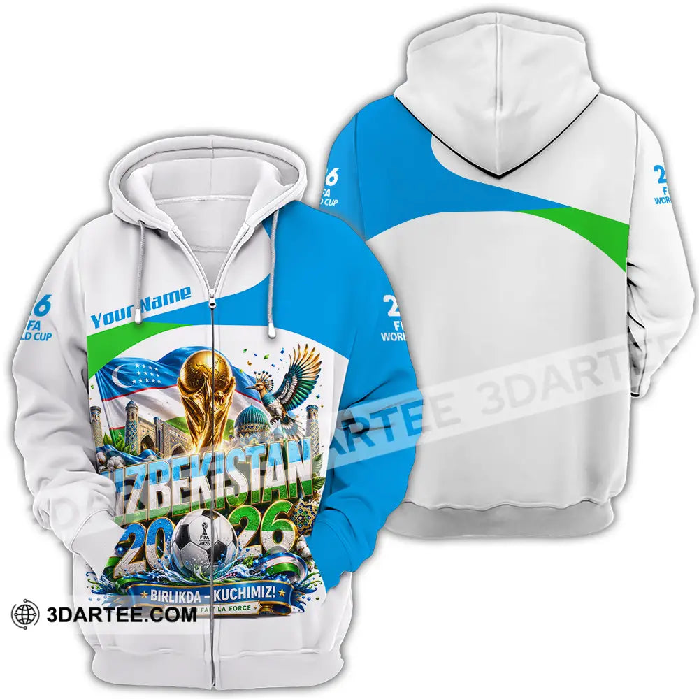 Unisex Shirt - Custom Uzbekistan World Cup 2026 Shirt - Zipper Hoodie / S - T-shirt