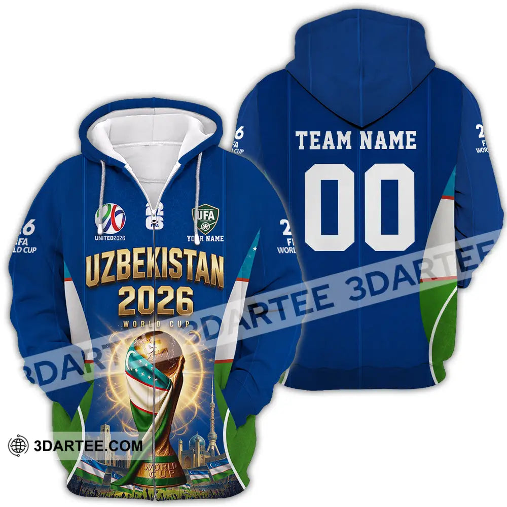 Unisex Shirt - Custom Uzbekistan World Cup 2026 Shirt - Zipper Hoodie / S - T-shirt