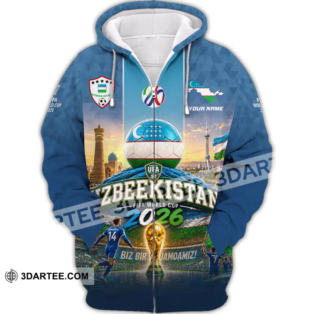 Unisex Shirt - Custom Uzbekistan World Cup 2026 Shirt - Zipper Hoodie / S - T-shirt