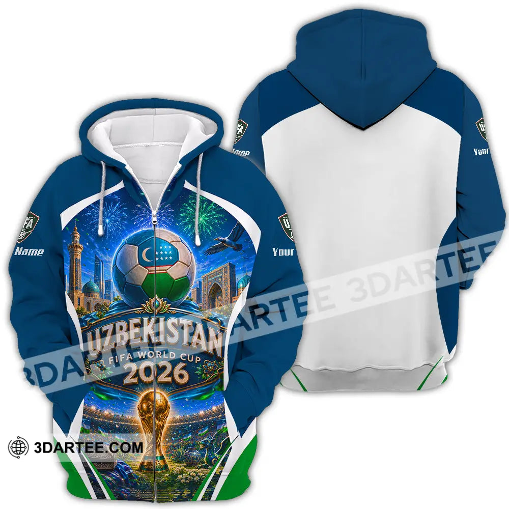 Unisex Shirt - Custom Uzbekistan World Cup 2026 Shirt - Zipper Hoodie / S - T-shirt