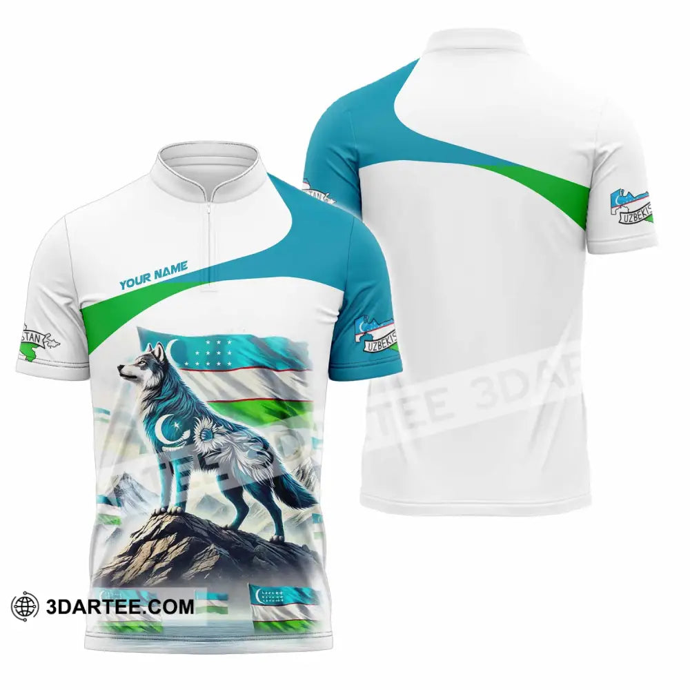 Unisex Shirt - Custom Uzbekistan Shirt - Zipper Polo Shirt / S - T-shirt