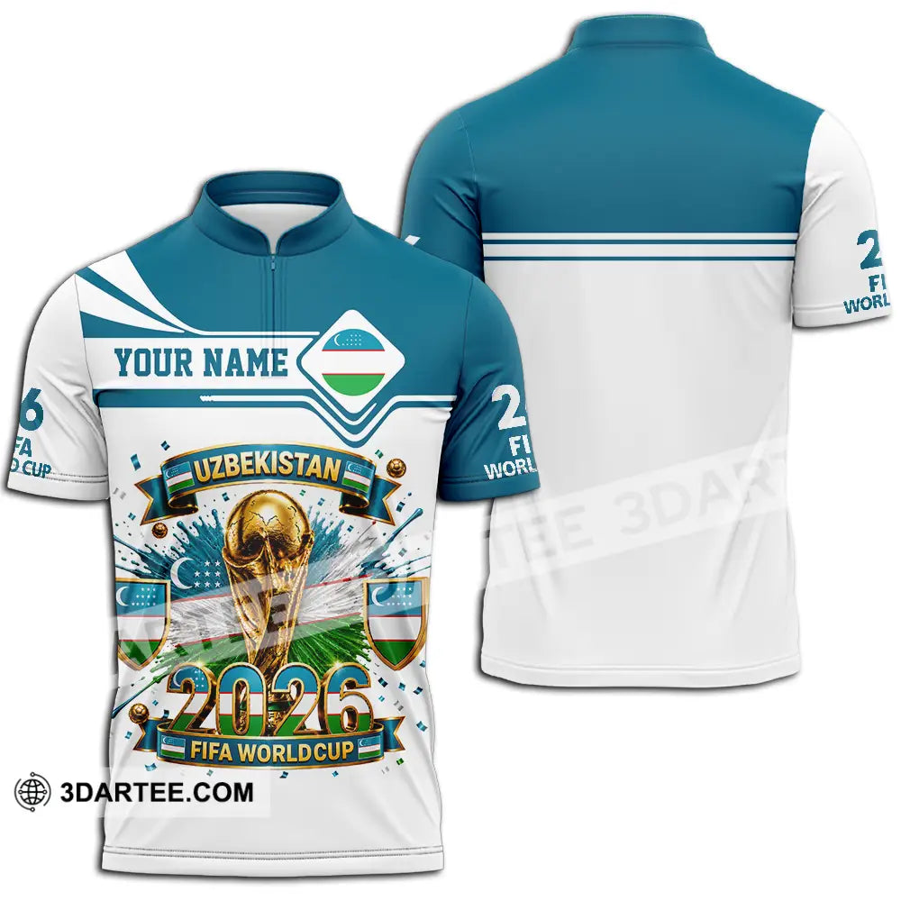 Unisex Shirt - Custom Uzbekistan World Cup 2026 Shirt - Zipper Polo Shirt / S - T-shirt