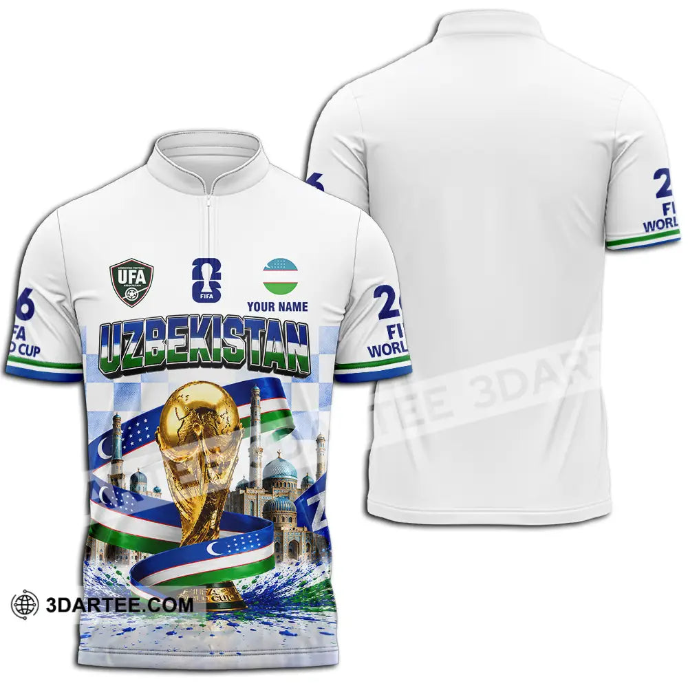 Unisex Shirt - Custom Uzbekistan World Cup 2026 Shirt - Zipper Polo Shirt / S - T-shirt
