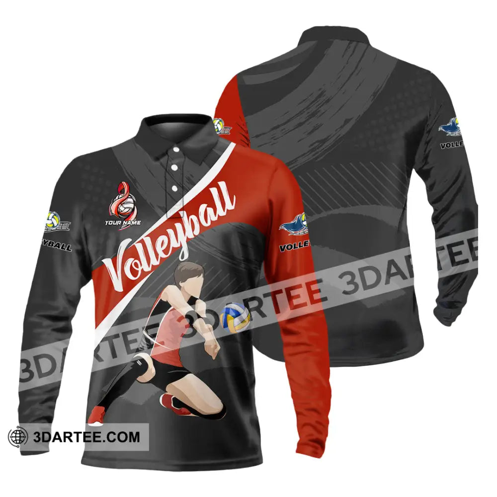 Unisex Shirt - Custom Volleyball 3D Shirt - Long Sleeve Polo / S - T-shirt