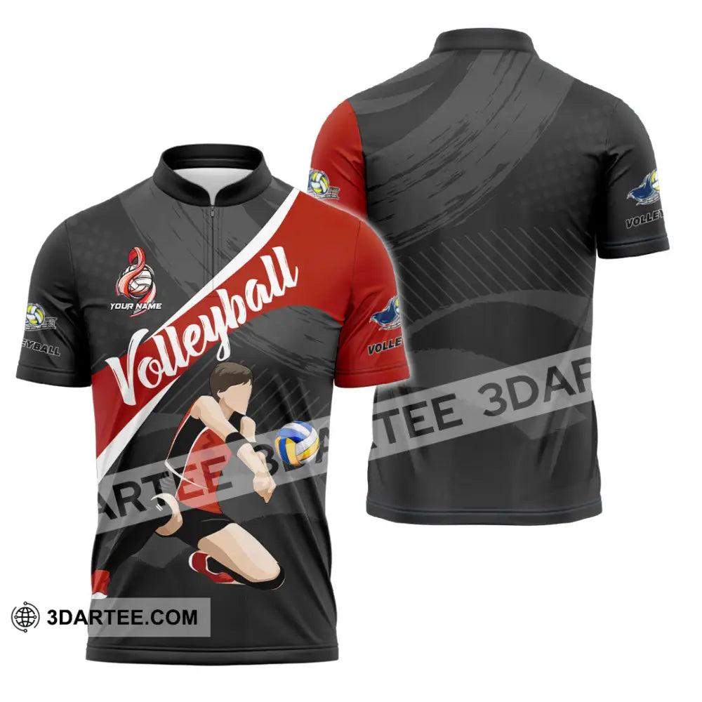 Unisex Shirt - Custom Volleyball 3D Shirt - Zipper Polo Shirt / S - T-shirt