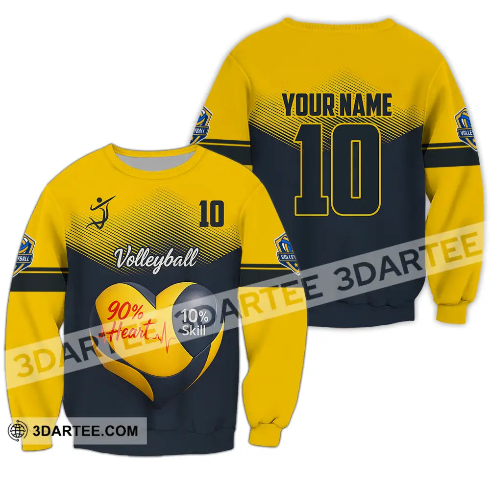 Unisex Shirt - Custom Volleyball 90% Heart 10% Skill Shirt Long Sleeve / S T-shirt