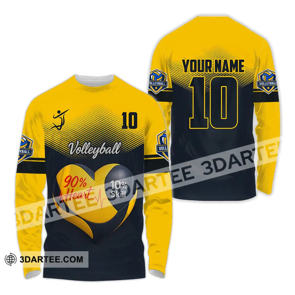 Unisex Shirt - Custom Volleyball 90% Heart 10% Skill Shirt Long Sleeve Shirt / S T-shirt