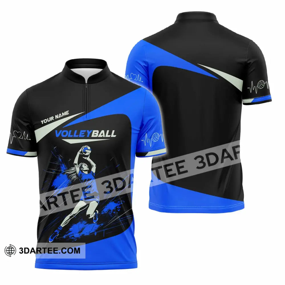 Unisex Shirt - Custom Volleyball Lover Sport Shirt Zipper Polo Shirt / S T-shirt