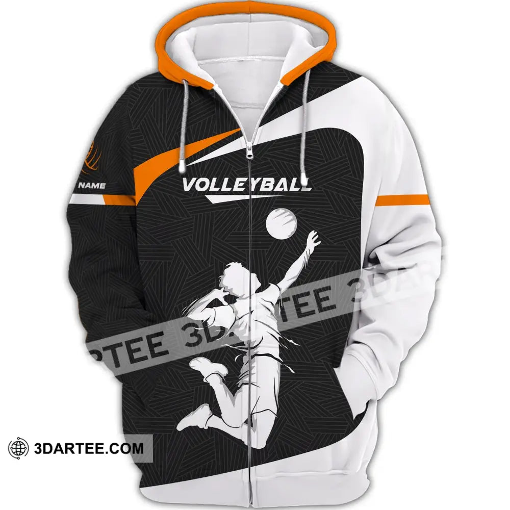 Unisex Shirt Custom Volleyball Sweater T-Shirt For Team Gift Players Zipper Hoodie / S