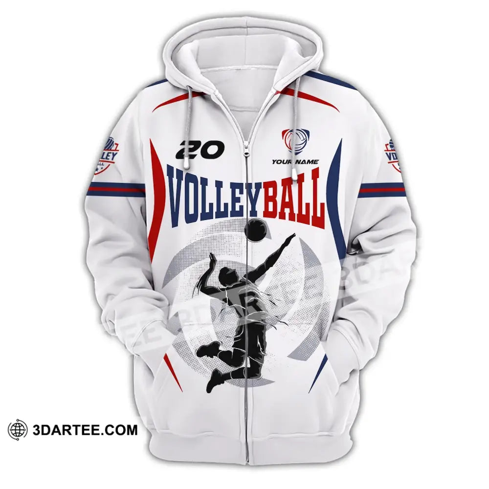 Unisex Shirt Custom Volleyball T-Shirt For Club Gift Players Zipper Hoodie / S