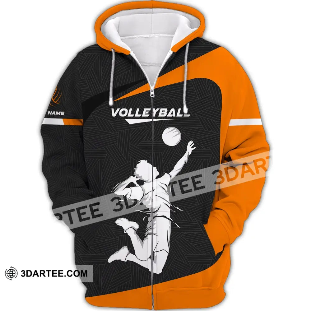 Unisex Shirt Custom Volleyball Zipper Hoodie T-Shirt For Team Gift Players / S