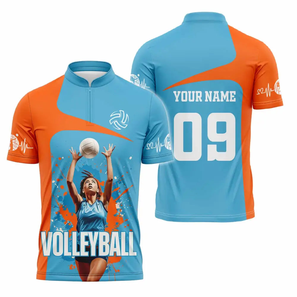 Unisex Shirt - Custom Volleyball Shirt Zipper Polo Shirt / S T-shirt