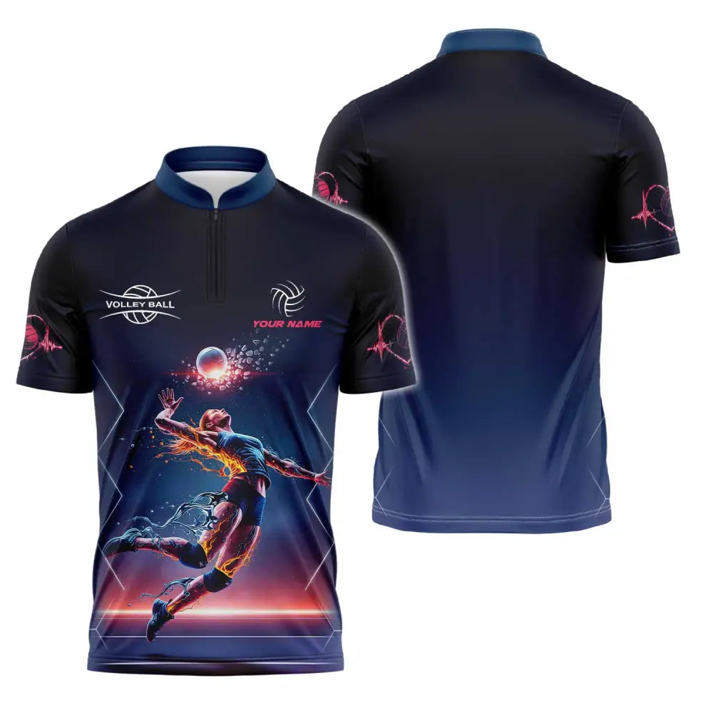 Unisex Shirt - Custom Volleyball Shirt Zipper Polo Shirt / S T-shirt