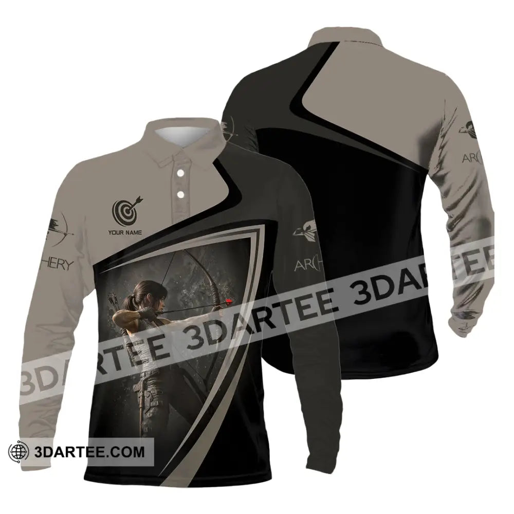 Unisex Shirt - Custom Warrior Archery Shirt Long Sleeve Polo / S T-shirt