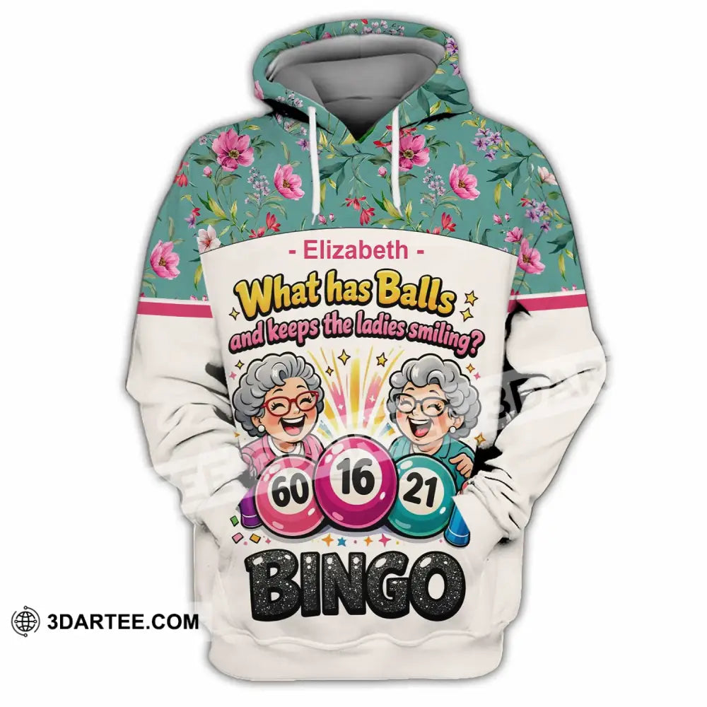 Unisex Shirt - Custom What Has Balls And Keeps The Ladies Smiling Bingo Shirt - Hoodie / S - T-shirt