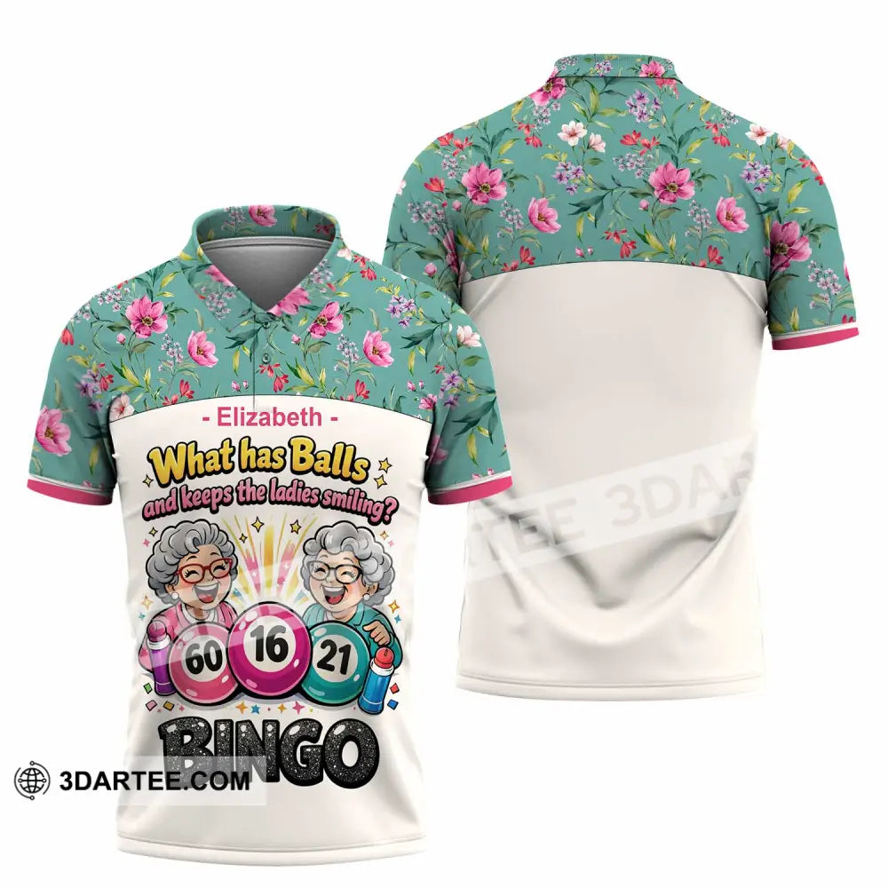 Unisex Shirt - Custom What Has Balls And Keeps The Ladies Smiling Bingo Shirt - Polo Shirt / S - T-shirt