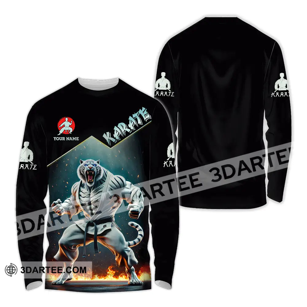 Unisex Shirt - Custom White Tiger Karate Sport Shirt Long Sleeve Shirt / S T-shirt