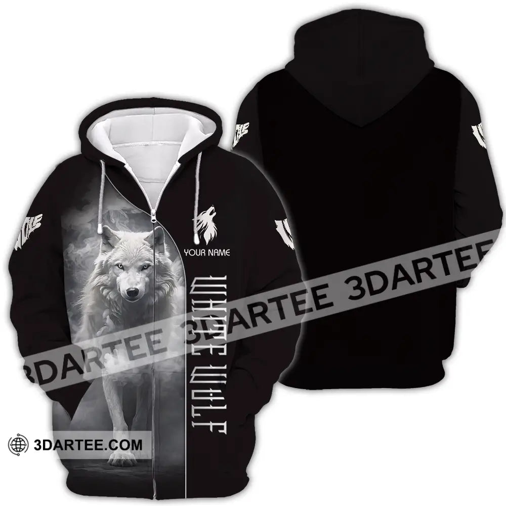 Unisex Shirt - Custom White Wolf 3D Shirt Zipper Hoodie / S T-shirt