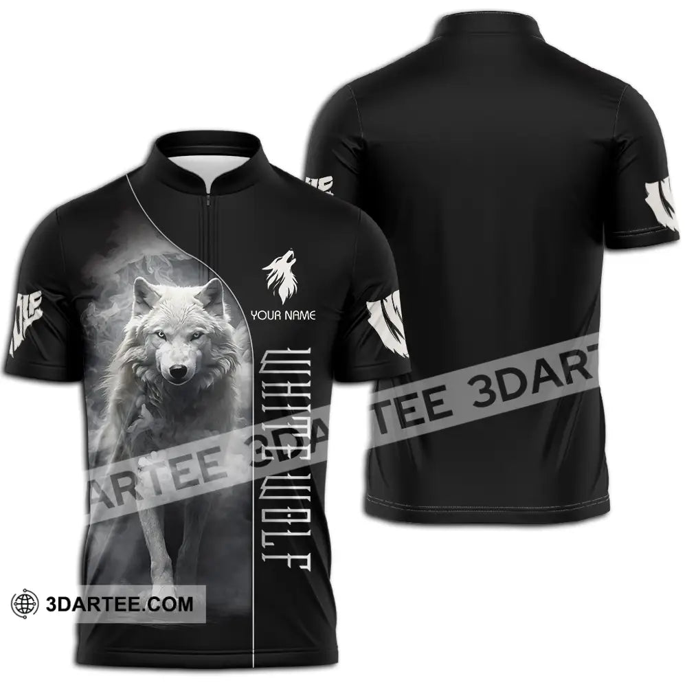 Unisex Shirt - Custom White Wolf 3D Shirt Zipper Polo Shirt / S T-shirt