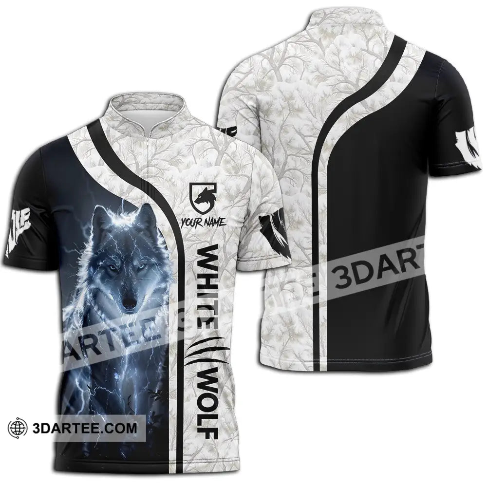 Unisex Shirt - Custom White Wolf 3D Shirt Zipper Polo Shirt / S T-shirt