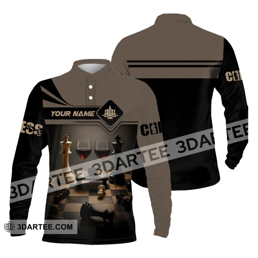 Unisex Shirt - Custom Wine Chess Shirt For Couple Long Sleeve Polo / S T-shirt