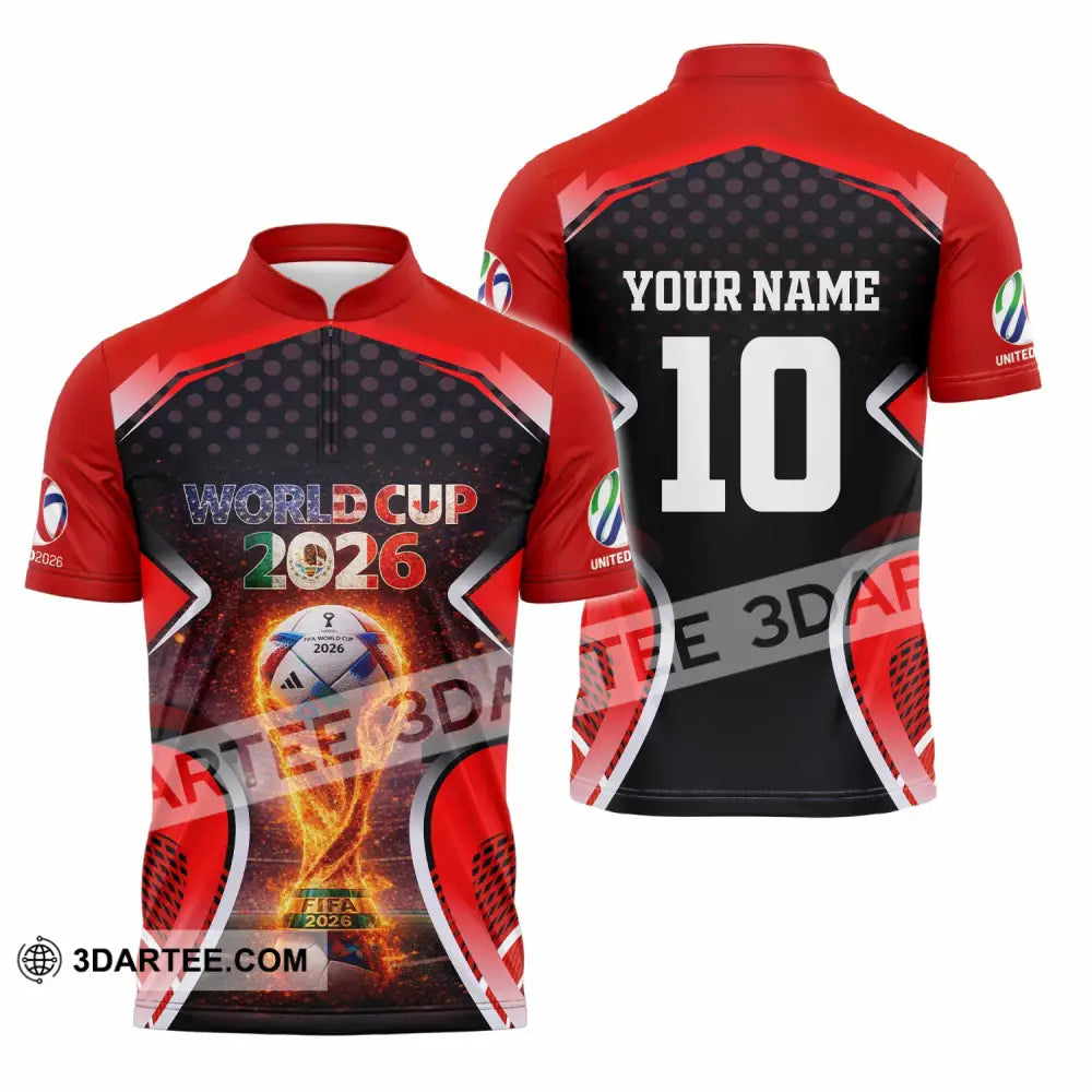 Unisex Shirt - Custom World Cup 2026 3D Shirt Zipper Polo Shirt / S T-shirt