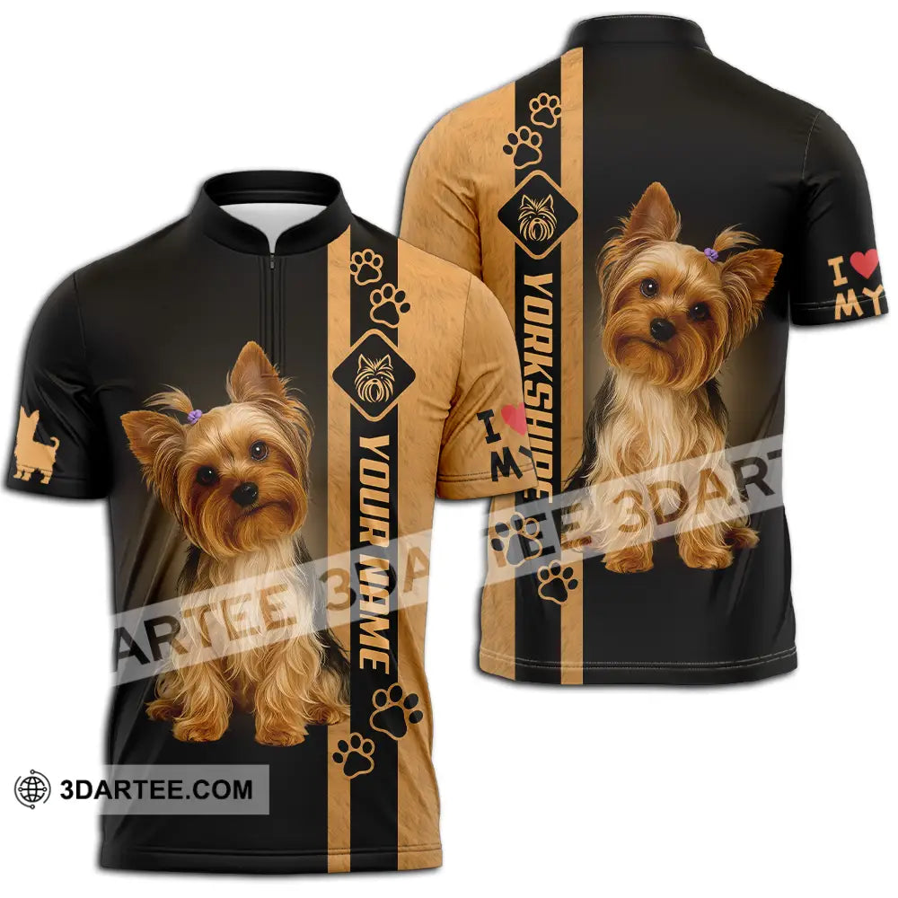 Unisex Shirt - Custom Yorkshire Terrier Shirt Zipper Polo Shirt / S T-shirt