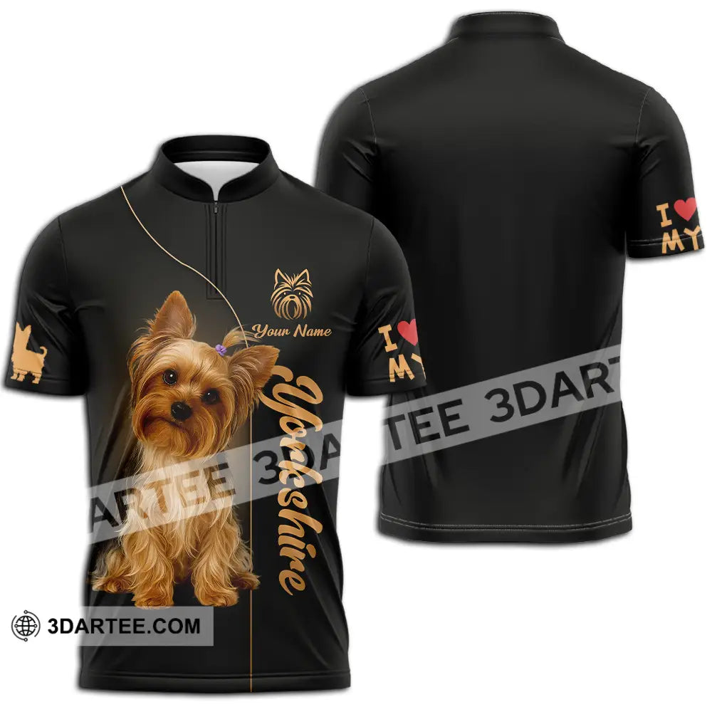 Unisex Shirt - Custom Yorkshire Terrier Shirt Zipper Polo Shirt / S T-shirt