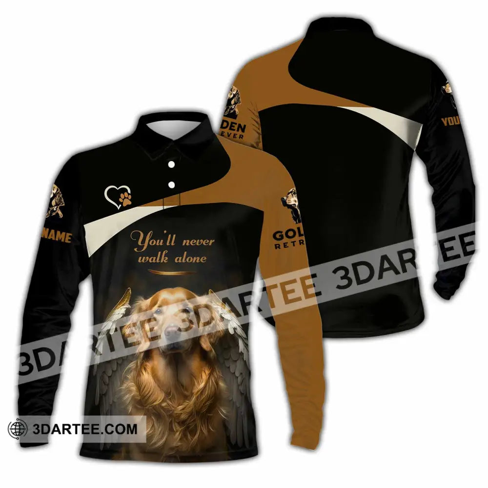 Unisex Shirt - Custom You Never Walk Alone Golden Retriever Shirt Long Sleeve Polo / S T-shirt