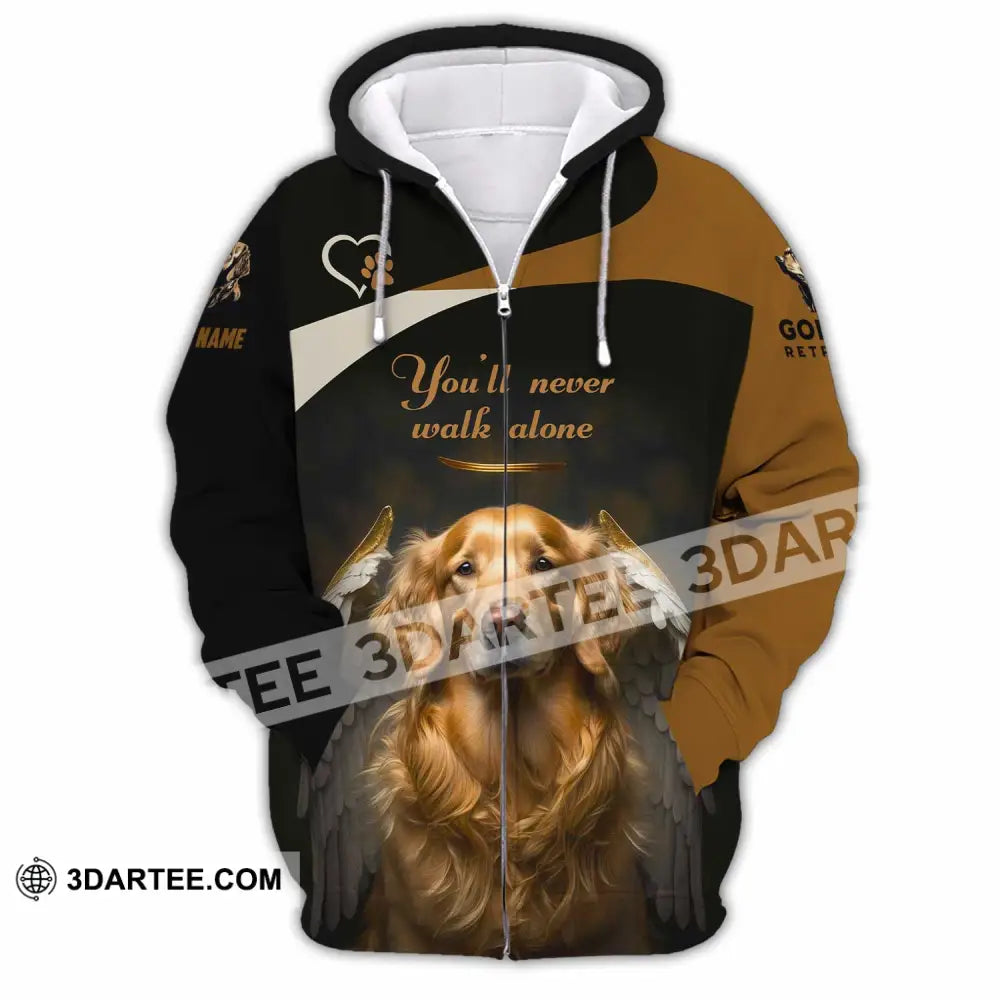 Unisex Shirt - Custom You Never Walk Alone Golden Retriever Shirt Zipper Hoodie / S T-shirt