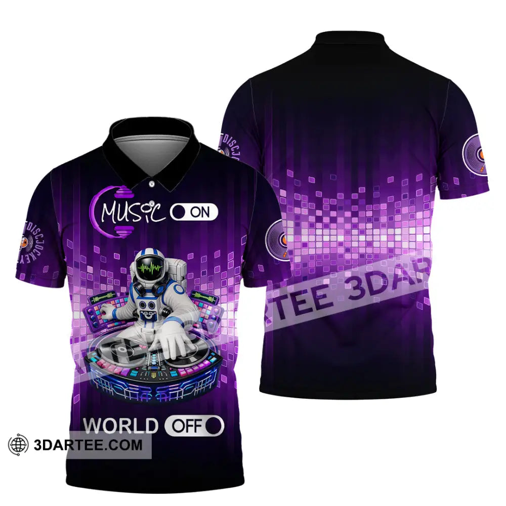 Unisex Shirt - Disc Jockey Music On World On 3D Shirt Polo Shirt / S T-shirt